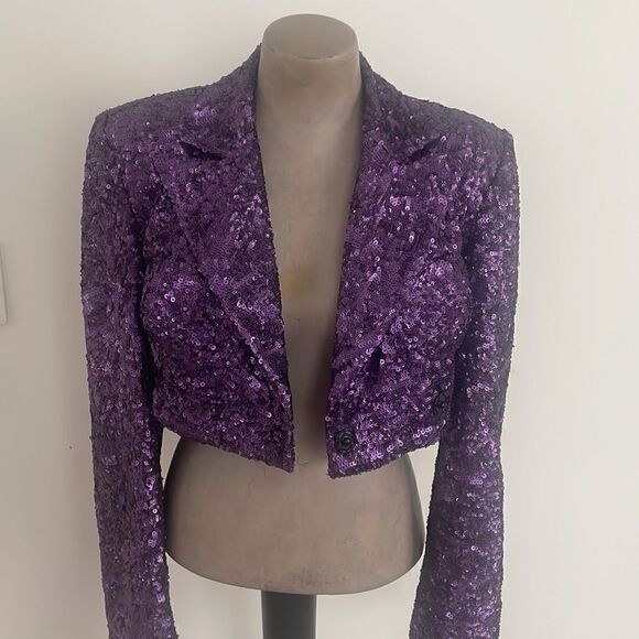AKNVAS Purple Sequin Cropped blazer - Picture 7 of 8
